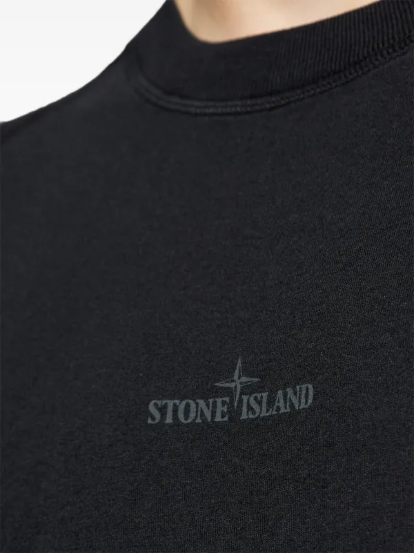 定番ロゴ☆【STONE 】ロゴ プリント クルーネック Tシャツ Stone Island ロゴ Tシャツ | ブラック | FARFETCH JP