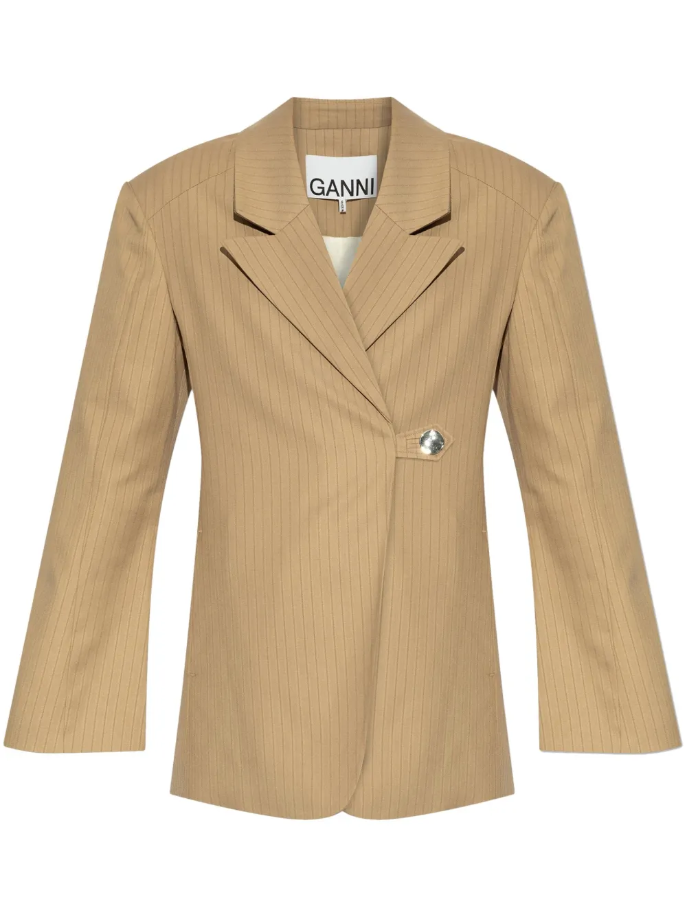 GANNI Gestreepte blazer Beige