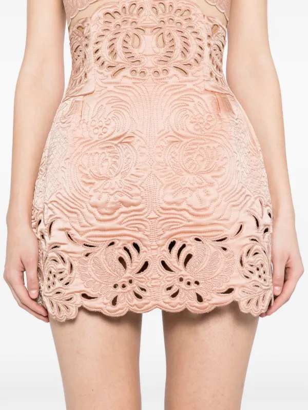 ermanno scervino pink dress Ermanno Scervino High-waisted Floral-embroidered Women Skirt