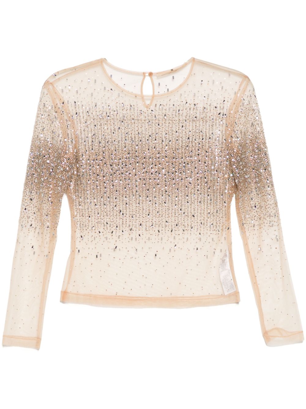 Ermanno Scervino crystal-embellished tulle top - Neutrals