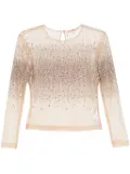 Ermanno Scervino crystal-embellished tulle top - Neutrals