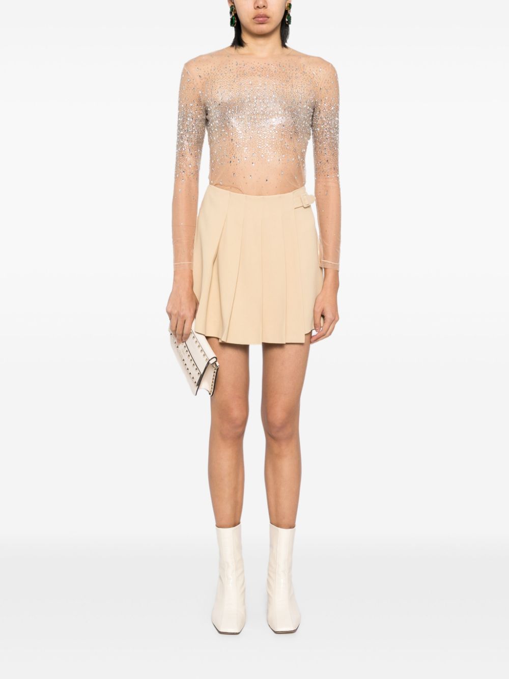 Ermanno Scervino crystal-embellished tulle top - Beige