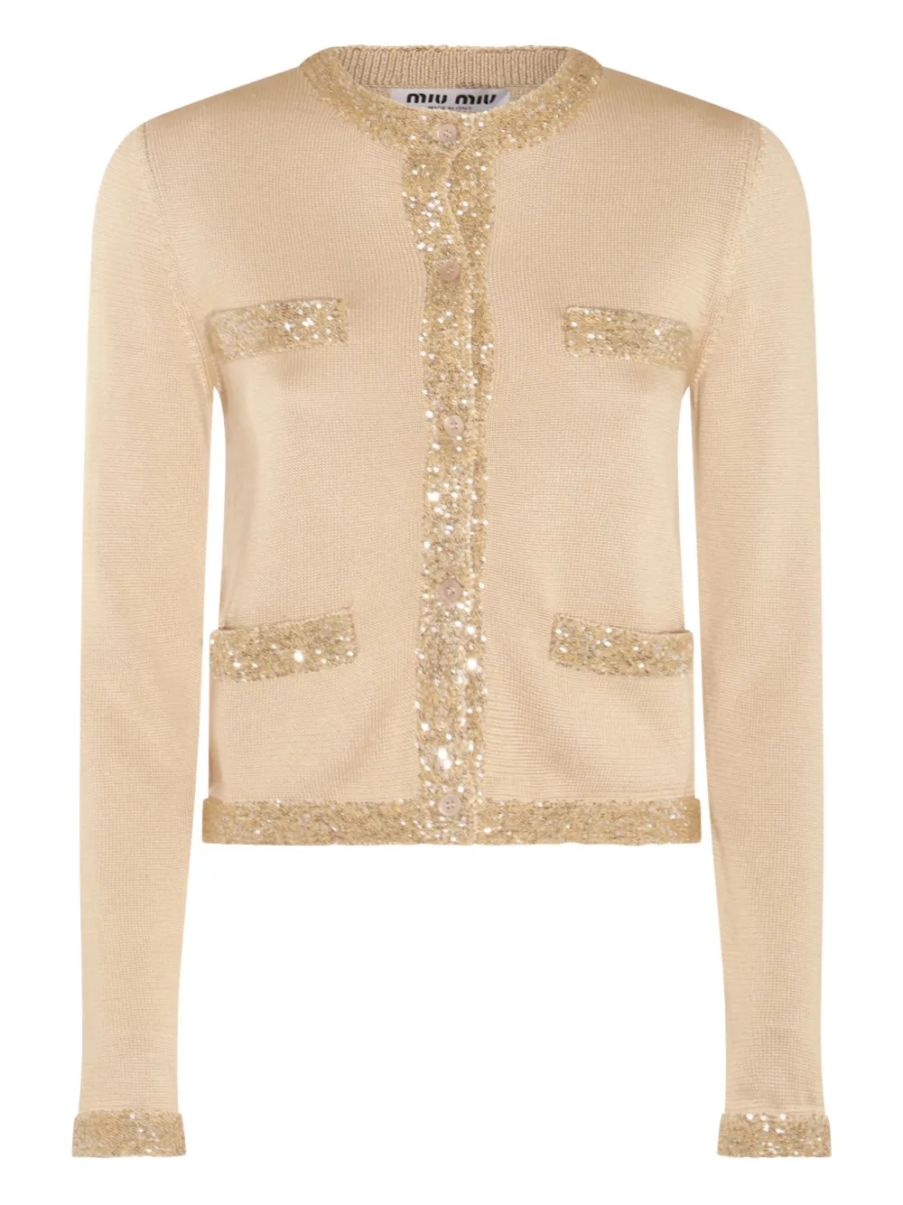 Miu Cropped vest met pailletten Beige