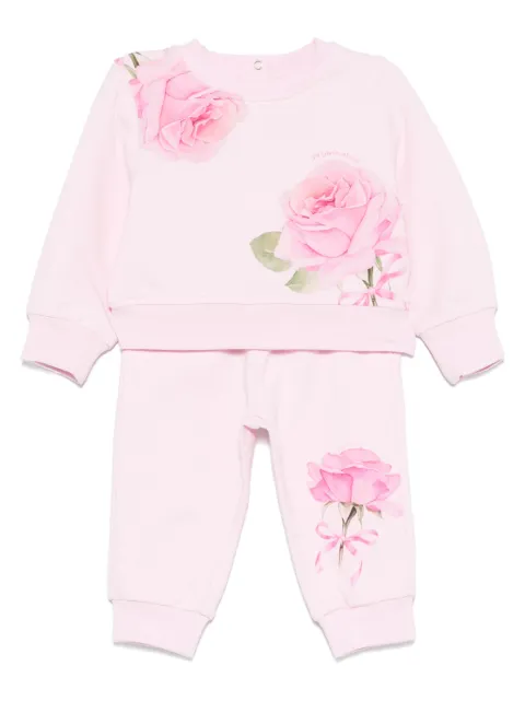 Monnalisa rose-print tracksuit