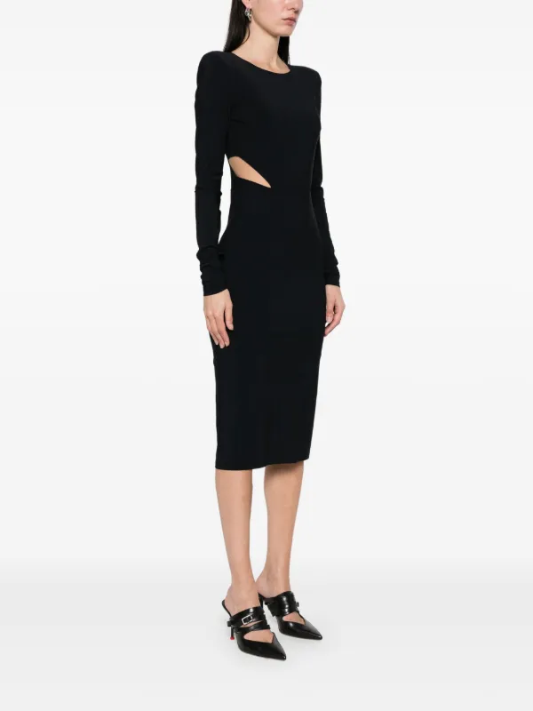 cut out midi dress black Cult Gaia Vinna Black Halter Knit Cut Out Midi Dress