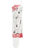 Patrizia Pepe newspaper-print midi dress - Neutrals