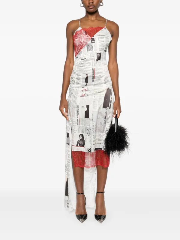 Patrizia Pepe newspaper-print Midi Dress | Neutrals