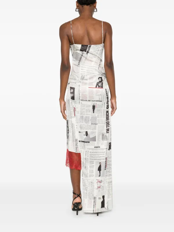 ワンピース Patrizia Pepe MANIFESTO PRINT DRESS Patrizia Pepe newspaper-print Midi Dress | Neutrals