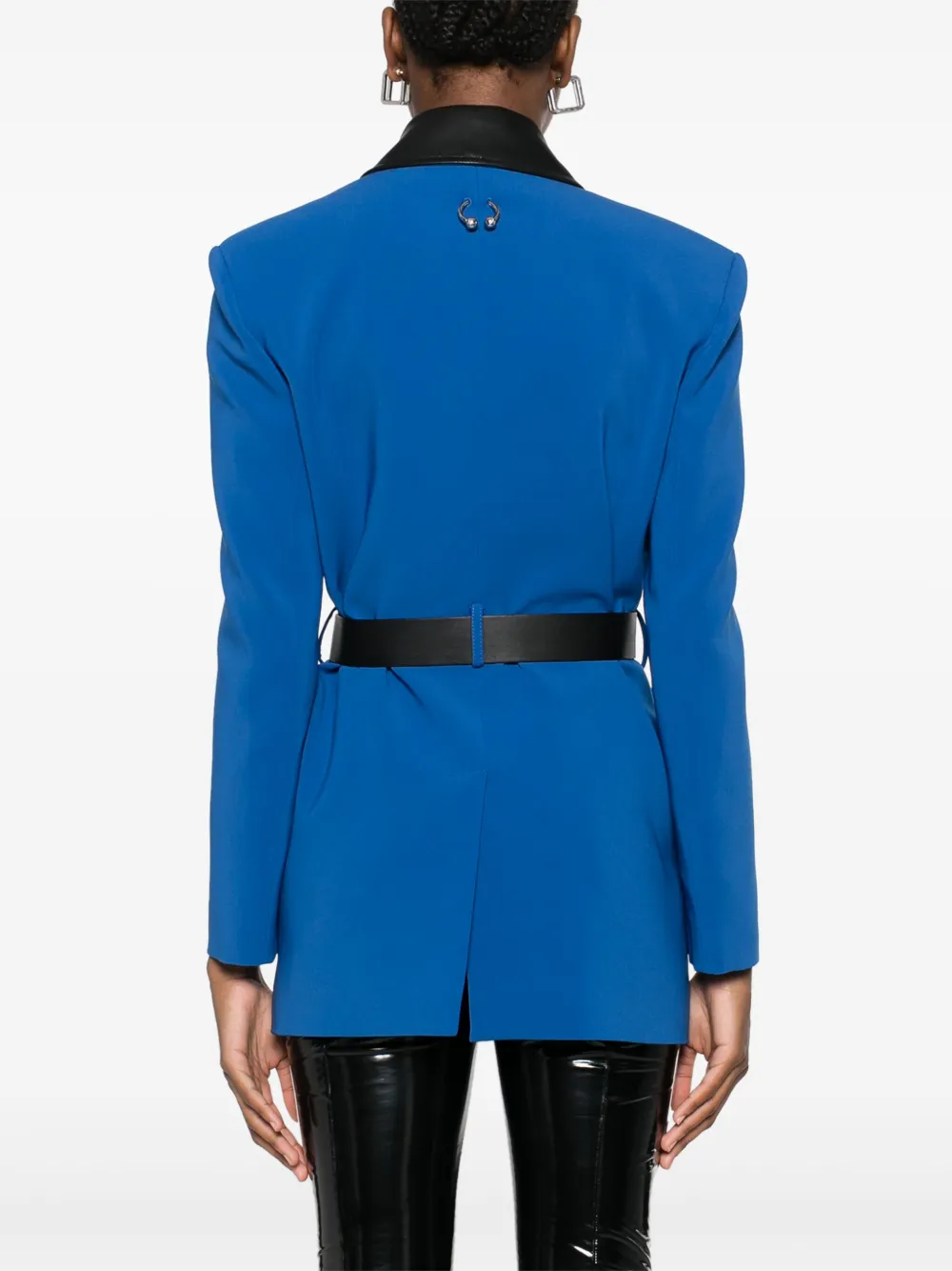 Shop Patrizia Pepe Contrasting-collar Blazer In Blue