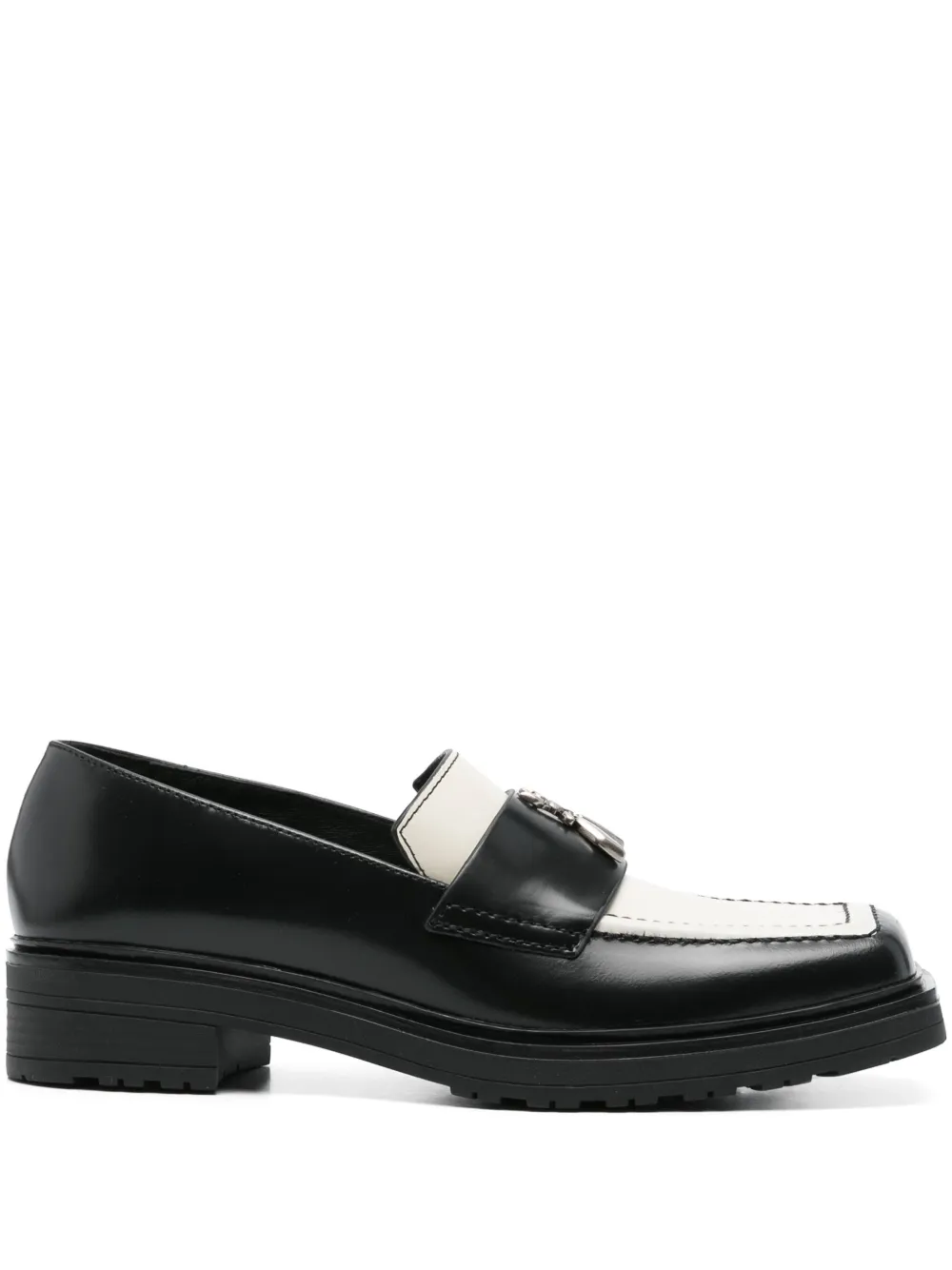 Patrizia Pepe patterned leather loafers Black