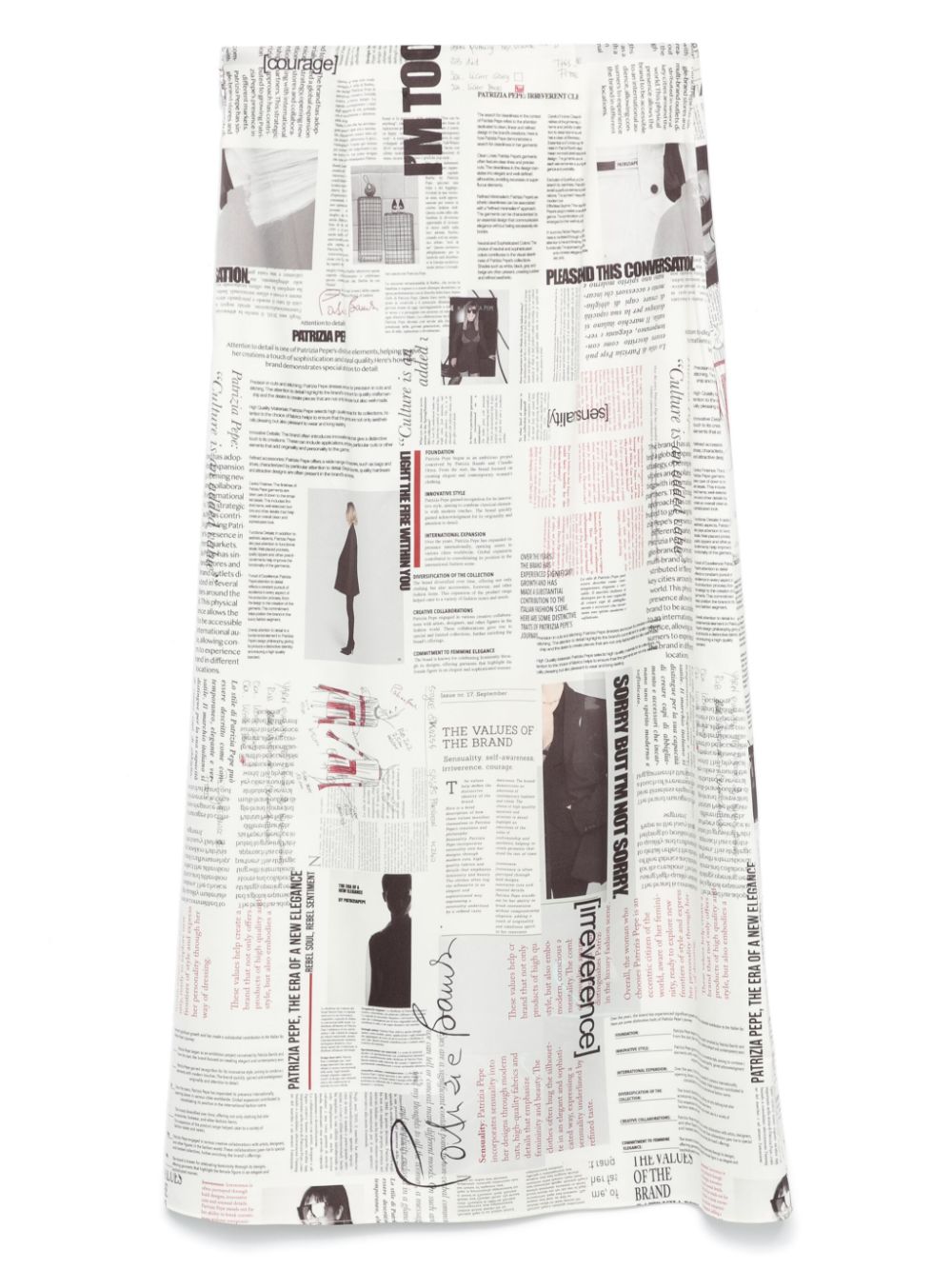 Patrizia Pepe newspaper-print midi skirt - Beige