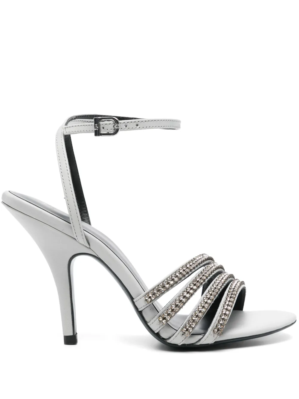 Patrizia Pepe 100mm rhinetsone-embellished sandals Grey