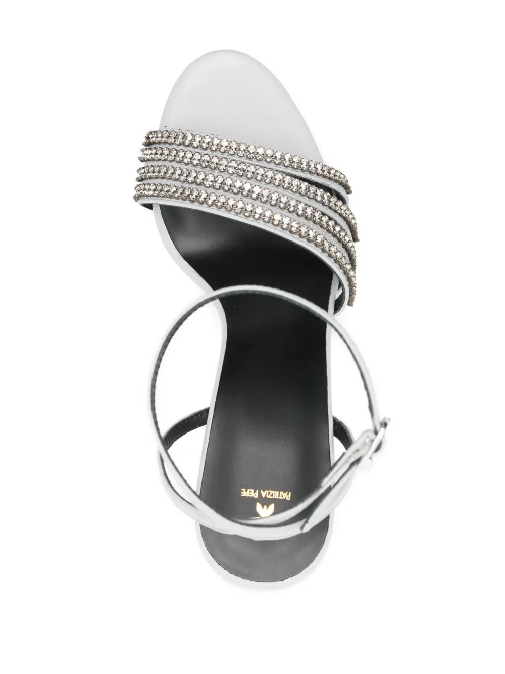 Patrizia Pepe 100mm Rhinetsone-embellished Sandals In Grau