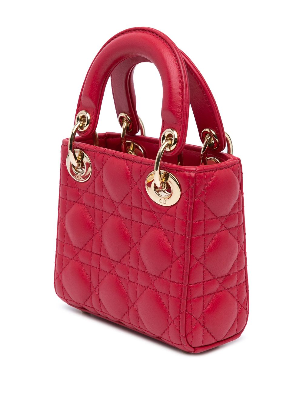 Christian Dior Pre-Owned 2020 Micro Cannage Lady Dior lamsleren boekentas - Rood