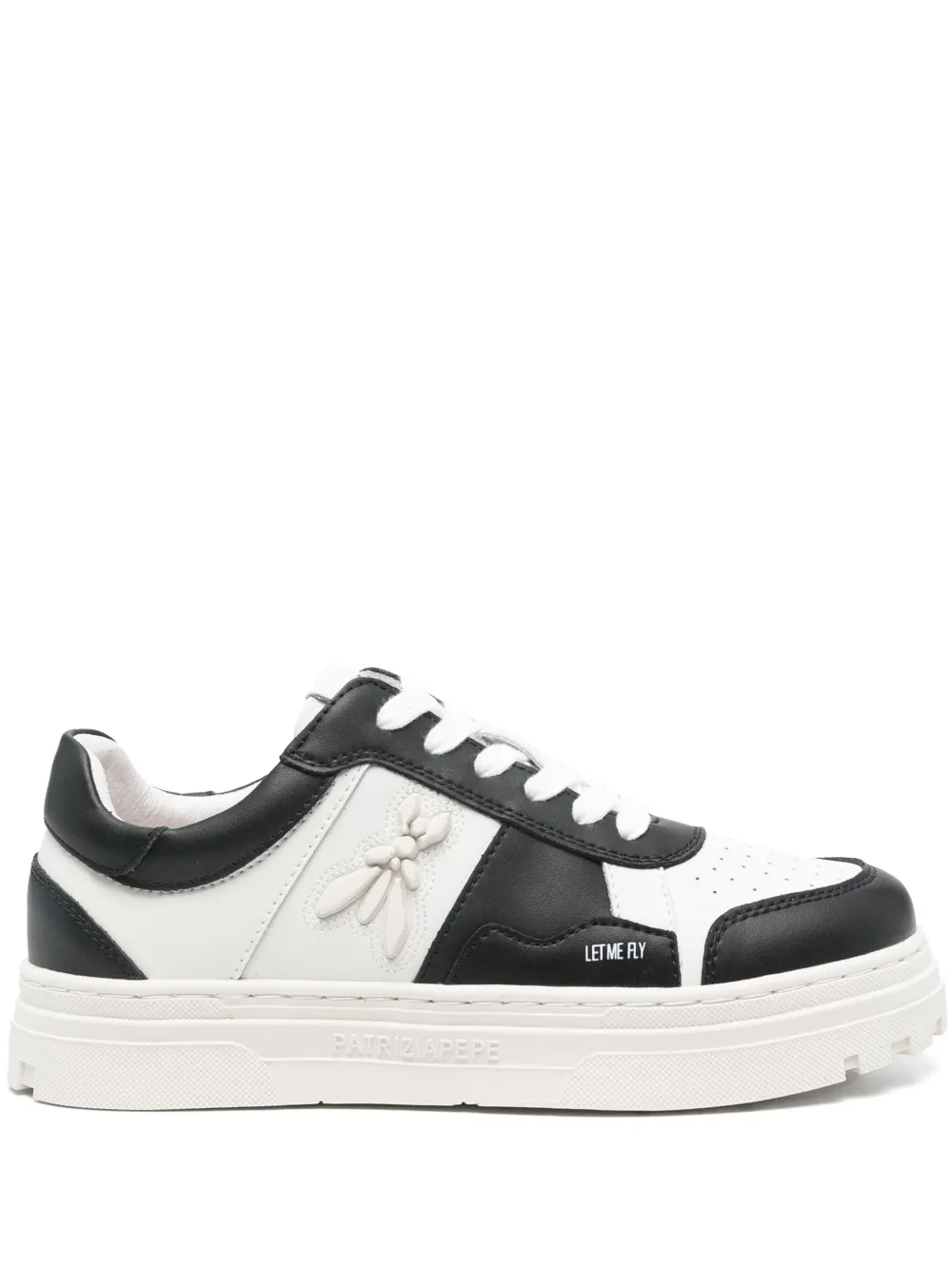 Patrizia Pepe colour-block leather sneakers Zwart