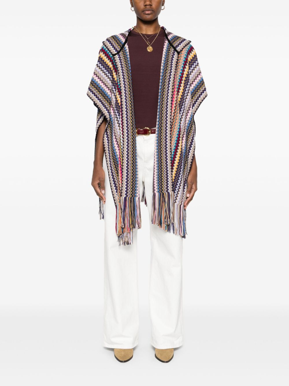 Missoni Cape met zigzag patroon - Paars