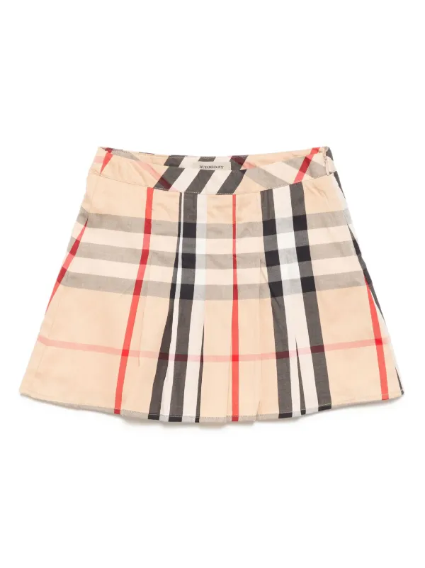 Burberry Kids Checked Skirt Neutrals FARFETCH GE
