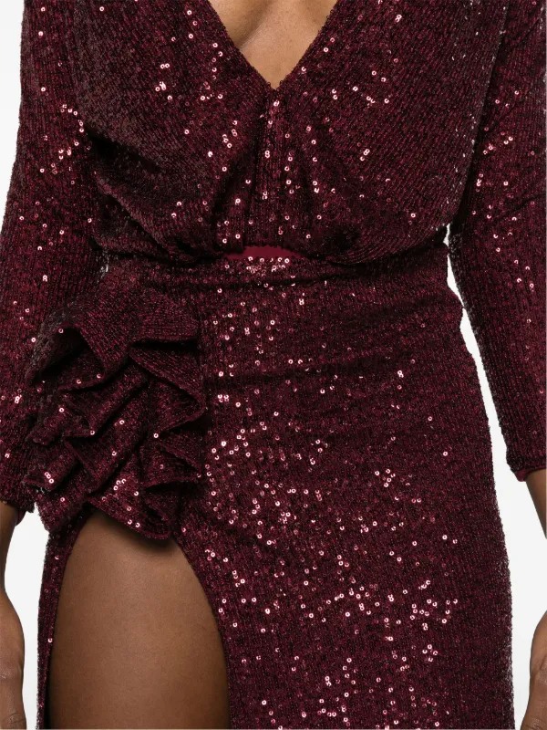 Ana Radu Sequin-embellished Bodysuit and Skirt Set - Red