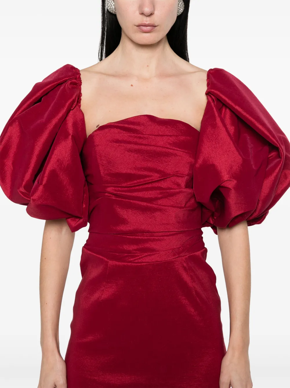 Ana Radu Maxi-jurk met pofmouwen Rood