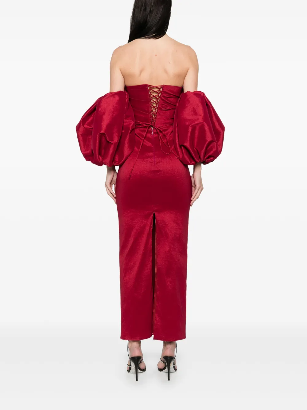 Ana Radu Maxi-jurk met pofmouwen Rood