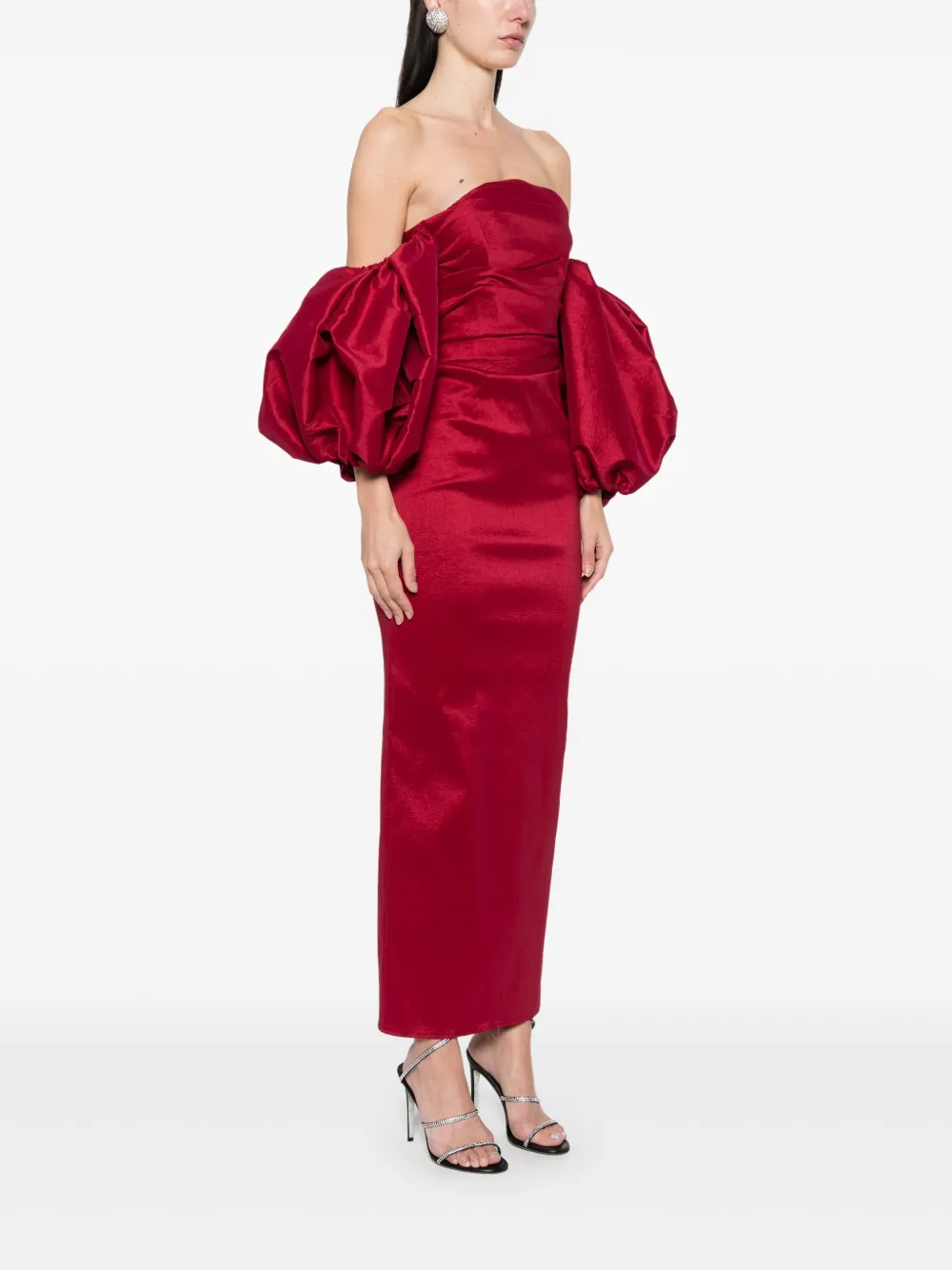Ana Radu Maxi-jurk met pofmouwen Rood