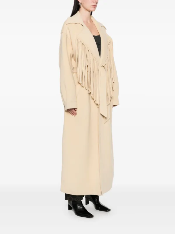Nanushka Mantel Mit Fransen Nude FARFETCH DE