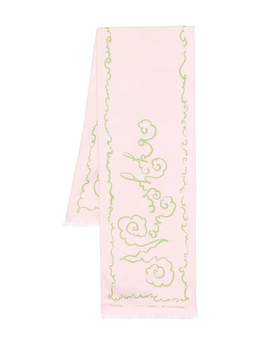 Nanushka fringed silk scarf | Pink | Image 1