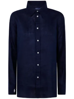 Emporio Armani long-sleeved silk-blend Shirt | Blue | FARFETCH