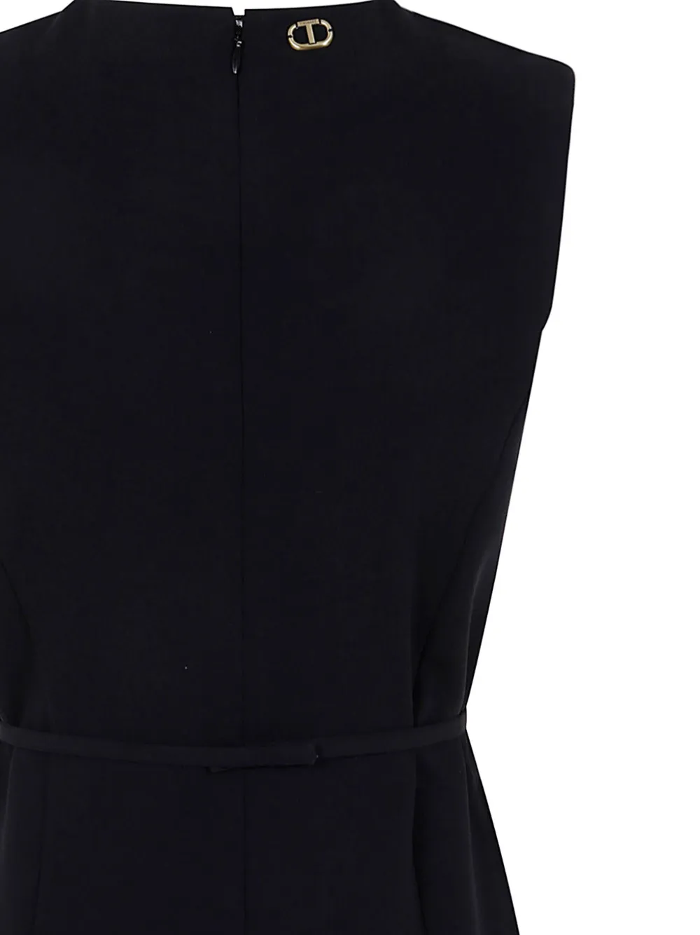 Shop Twinset Logo-plaque Sleeveless Mini Dress In Black