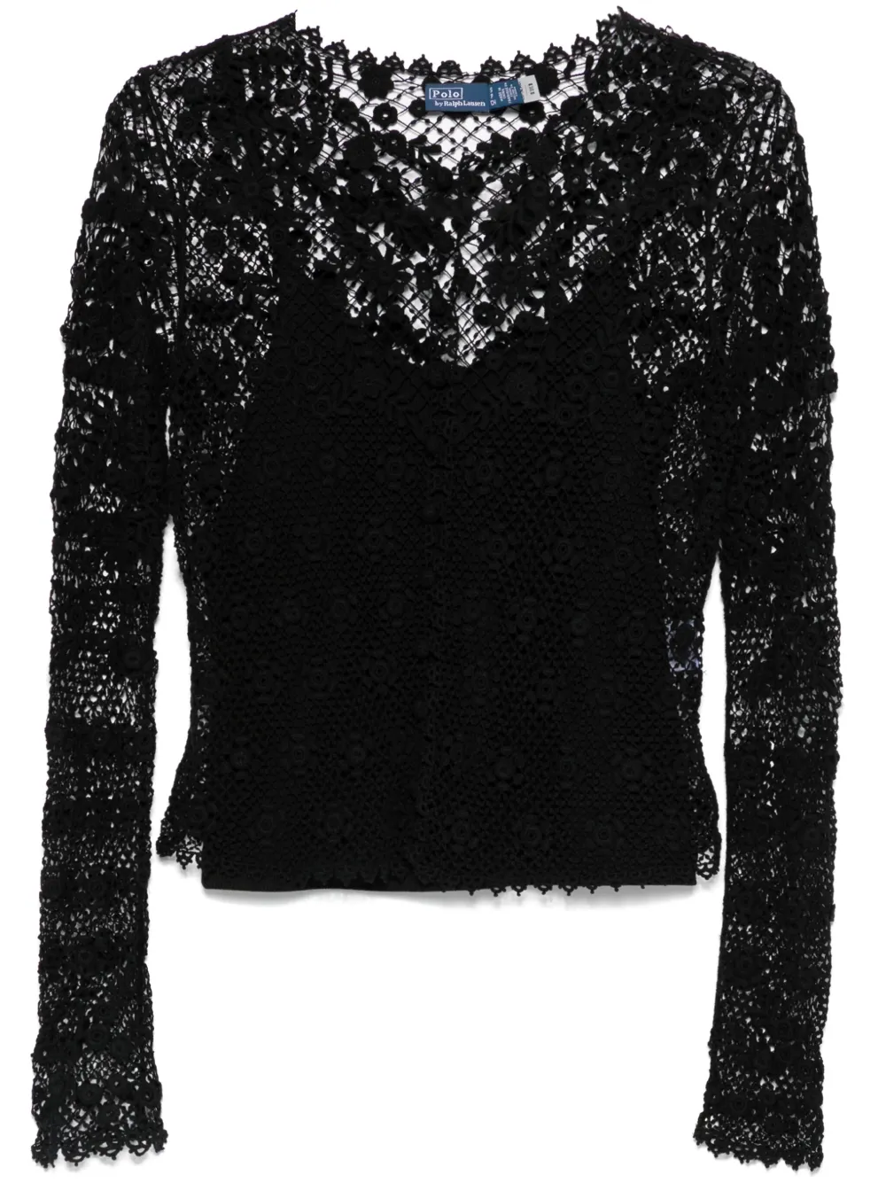 Polo Ralph Lauren Crochet Blouse In Black