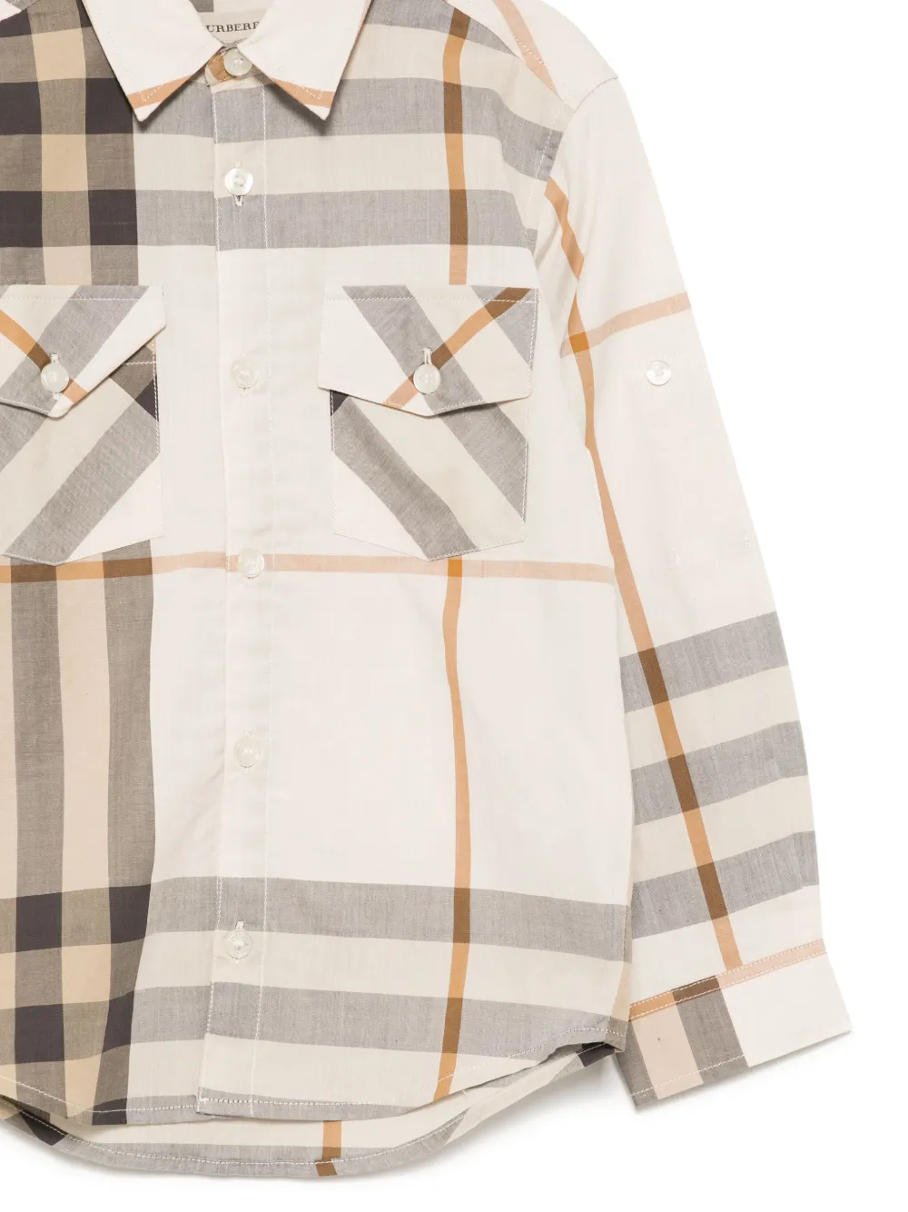 Burberry Kids Geruit shirt Bruin