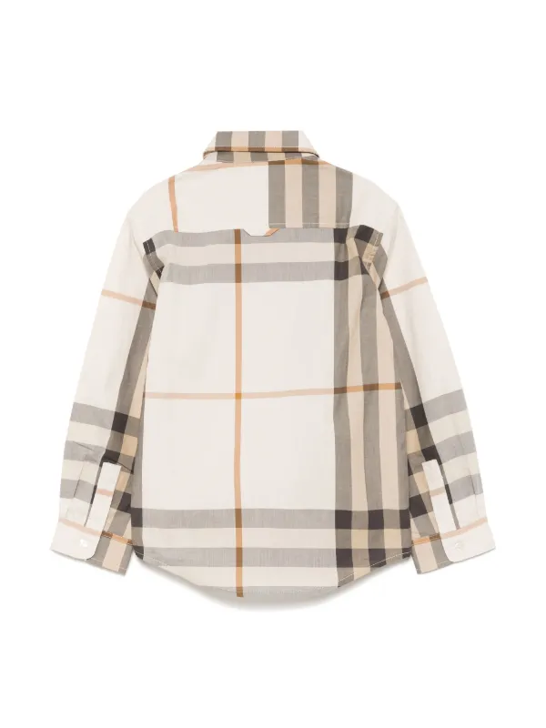 BURBERRY CHILDREN チェック柄長袖シャツ Burberry Kids チェック シャツ | ブラウン | FARFETCH JP