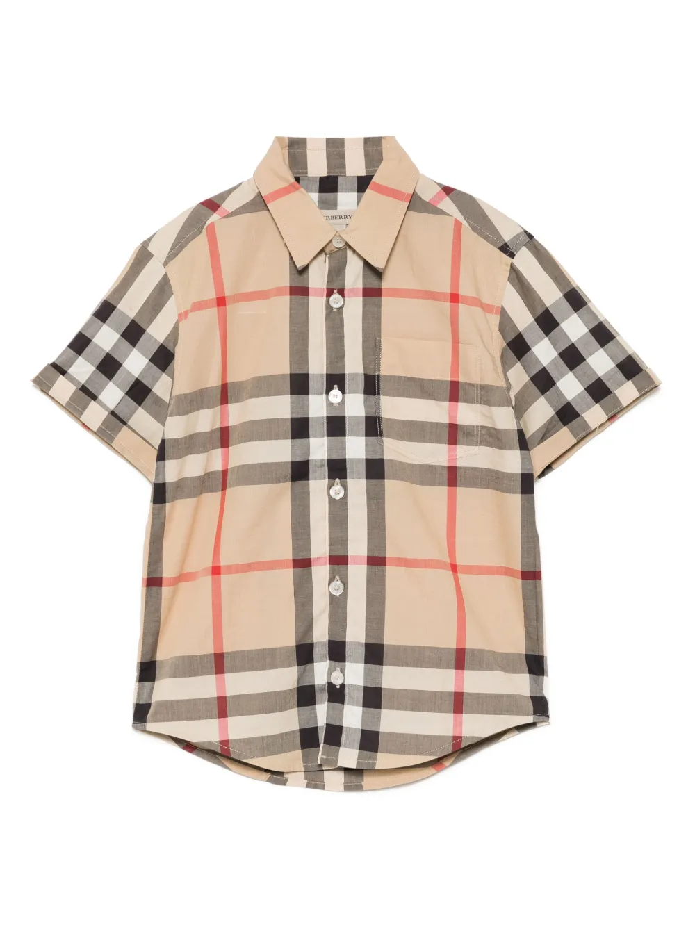 Burberry Kids Geruit shirt Bruin