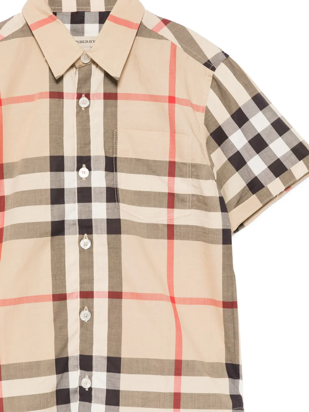 Burberry Kids Geruit shirt Bruin