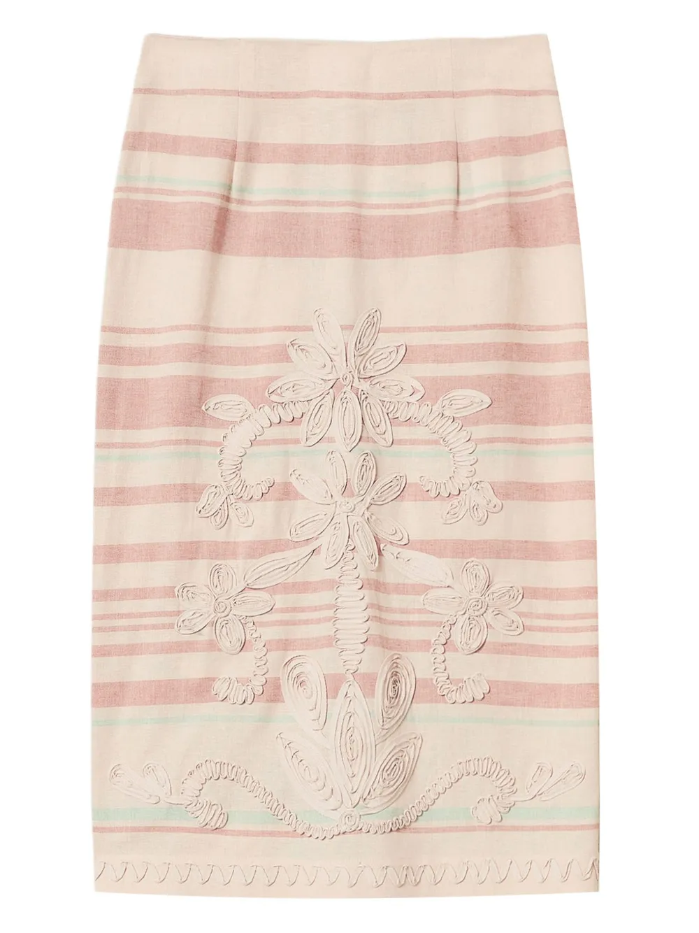 TWINSET Saia lápis listrada com bordado | Neutro | Image 1