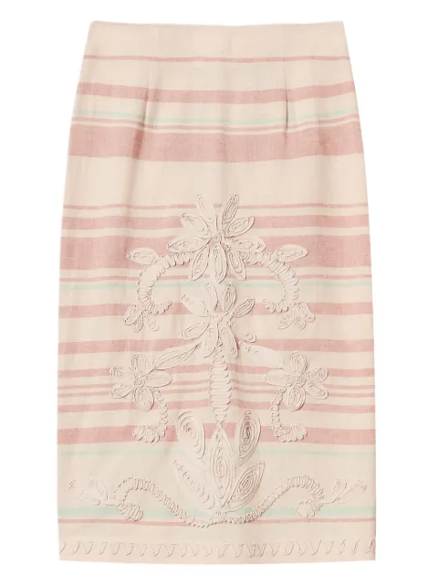TWINSET embroidered striped pencil skirt