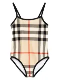 Burberry Kids checked swimsuit - Neutrals