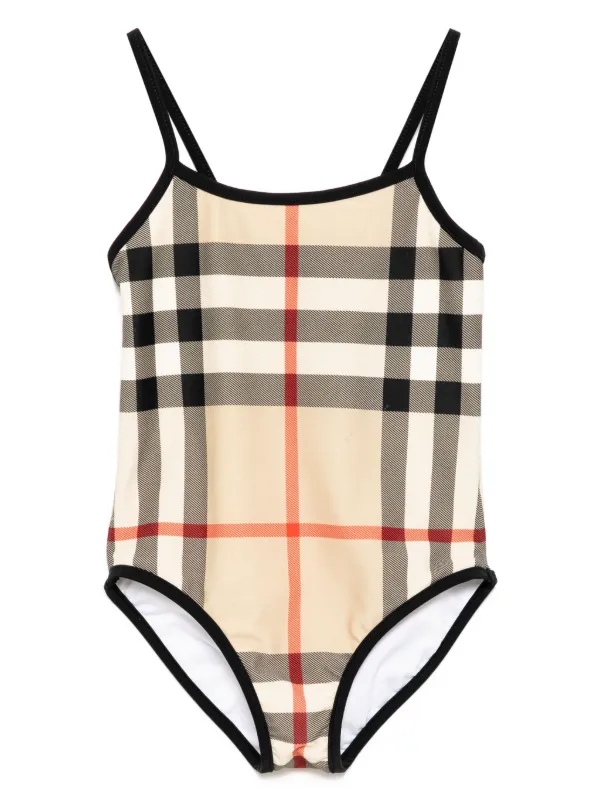 Burberry Kids Costume Da Bagno a Quadri Toni Neutri FARFETCH IT