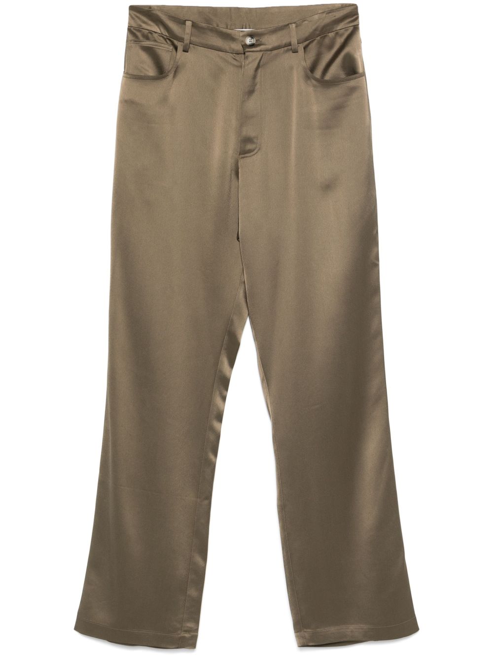 Nanushka Satin Trousers In Brown