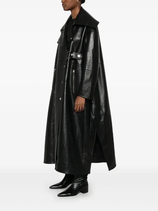 Nanushka faux-leather Trench Coat | Black | FARFETCH