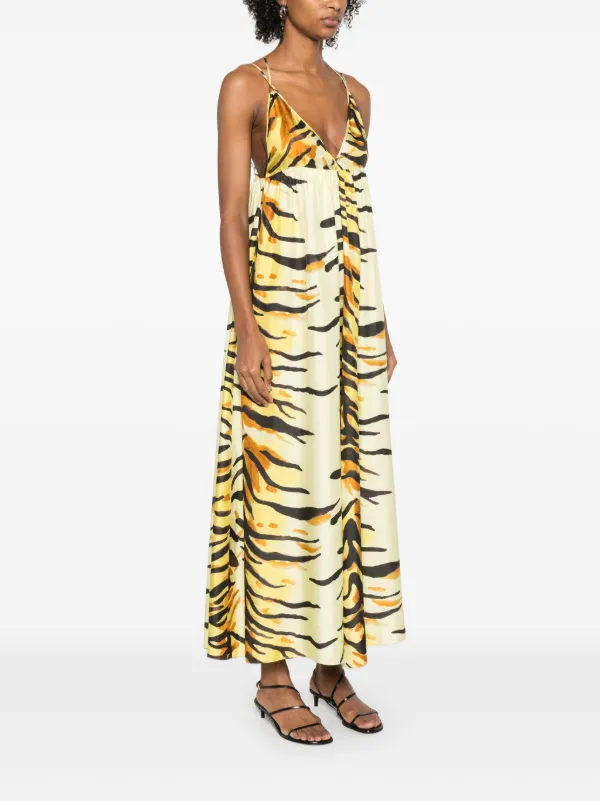 Nanushka Maxi-jurk Met Zebraprint Geel FARFETCH NL