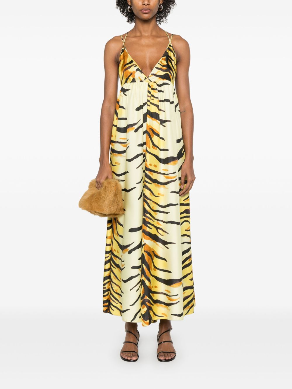 Nanushka Maxi-jurk met zebraprint - Geel