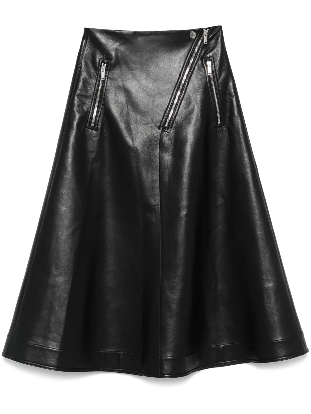 faux-leather midi skirt