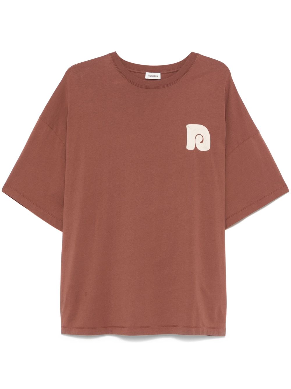 Nanushka Rope-embroidery T-shirt In Brown