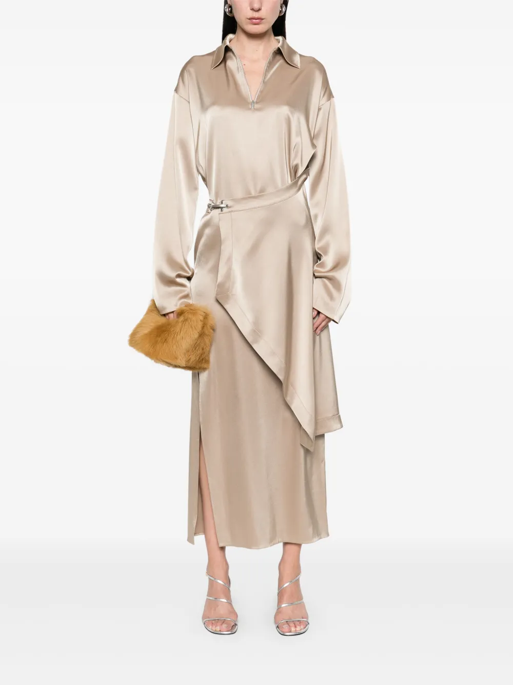 Nanushka Gedrapeerde midi-jurk - Beige