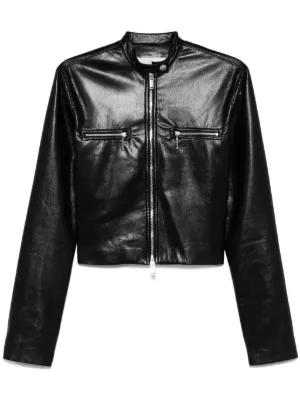 Nanushka Zipped Biker Jacket | Black | FARFETCH BH