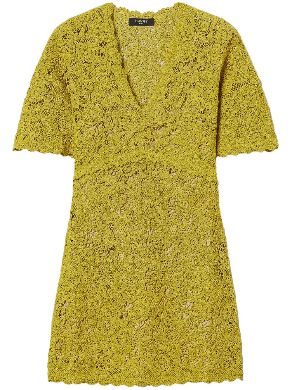 TWINSET Gehaakte gebreide mini-jurk Geel