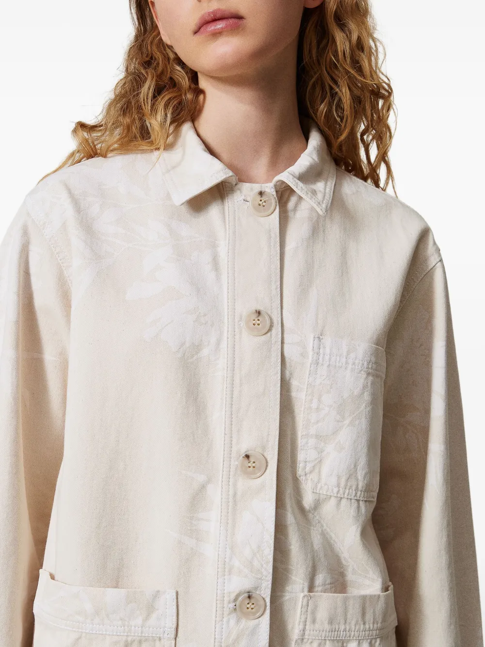 TWINSET Shirtjack met bloemjacquard Wit