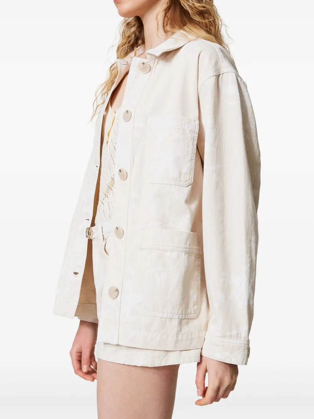 TWINSET Shirtjack met bloemjacquard Wit