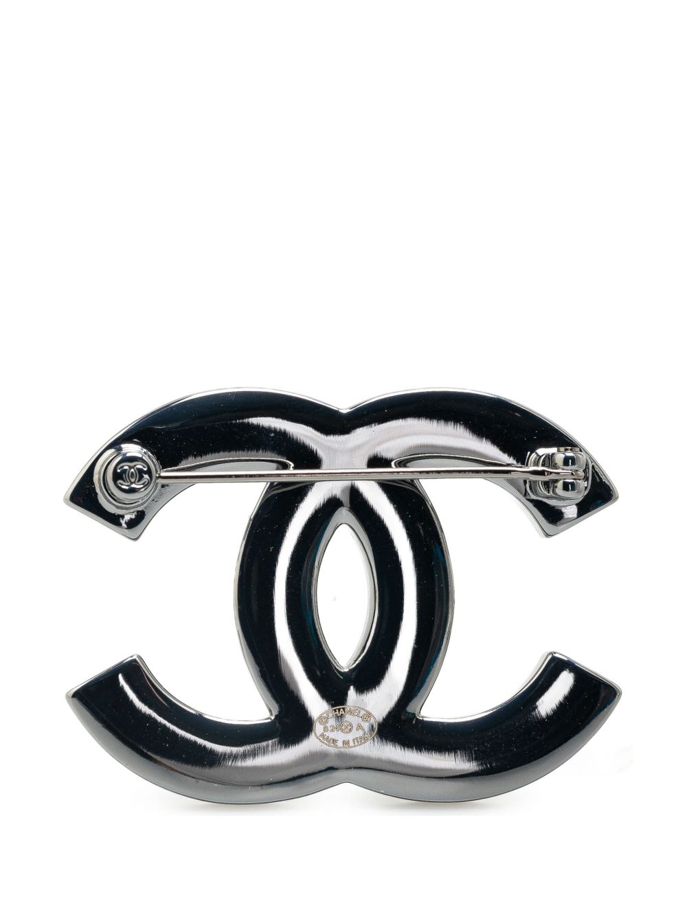 CHANEL Pre-Owned 2004 CC gewatteerde broche met messing en hars - Zwart